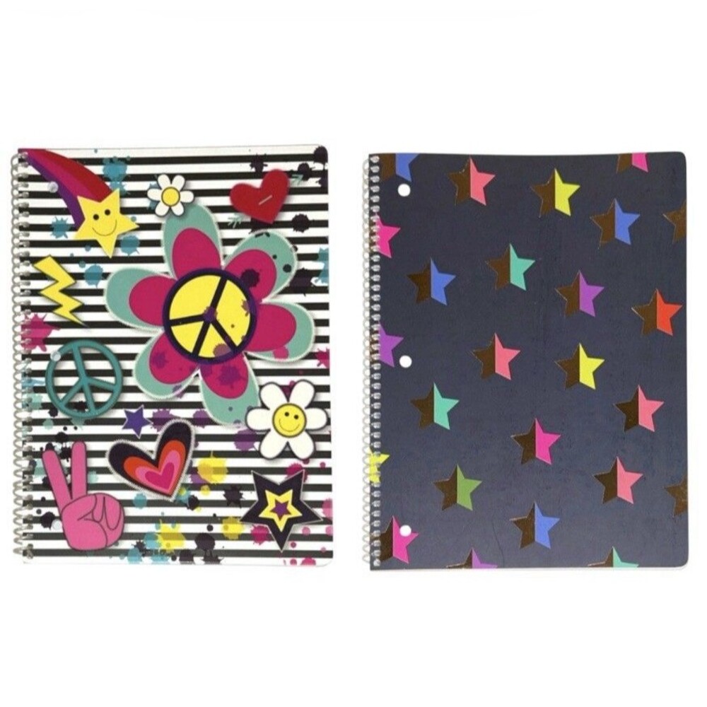 2x Class Act Stationery Decorative Spiraled Notebooks 70-80 Sheets